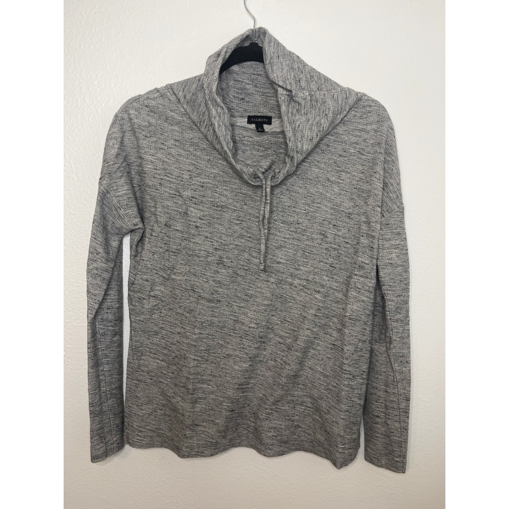 Talbots Women's Gray Cowl Neck Long Sleeve Pullover Casual Top Size Small